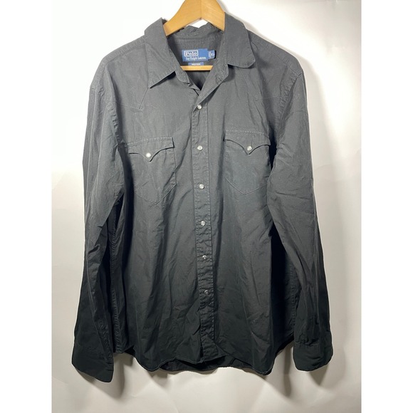 Polo Ralph Lauren Other - Polo Ralph Lauren Western Shirt Long Sleeve Button Up Black XL Pearl Snap
